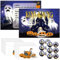 Halloween Einladungskarten Kinder, 12 Halloween Party Einladungen, gruselige Einladungen zur Halloween-Party mit Umschlägen und Halloween Aufklebern, Einladung für Grusel Party Kindergeburtstag (B)