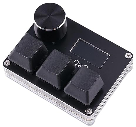 DucKey Mini Teclado Mecánico, Teclado USB-C Personalizado RGB Disparador Rápido 3 Teclas con Perilla/Pantalla/Interruptor Magnético (Color : Black, Size : Magnetic Red Switch)