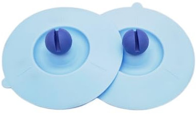 NanTun Lot de 2 couvercles de tasse en silicone réutilisables et anti-poussière pour tasse à café, bière, verre à vin - Bleu clair