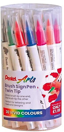 Pentel Lot de 30 stylos pinceaux assortis