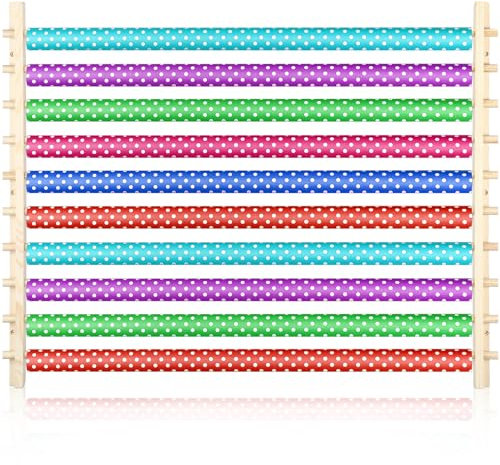 Kigley 10 Etagen Bandhalter Organizer Rack Holz Geschenkpapier Display Rack Groß Geschenkpapier Aufbewahrung Organizer Einfache Wandmontage Wrapper Aufbewahrung