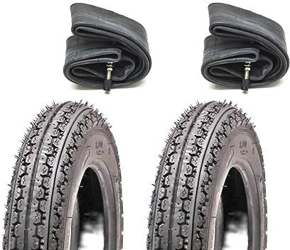 2x Rollstuhlreifen 3.00-8 K319 mit Schlauch – passend für Rollstuhl, Elektromobil, Scooter, Schubkarre, Sackkarre – 4PR 38J TT mit geradem Autoventil (2.15x8 Felge)