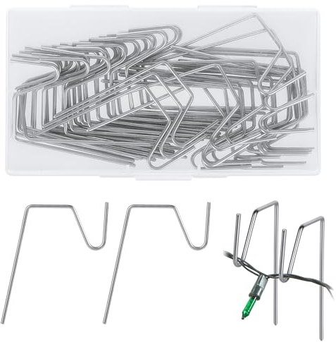 50pcs Christmas Hooks, Metal Outdoor Christmas Light Hangers for Gutters, Weatherproof Holiday Light Clips