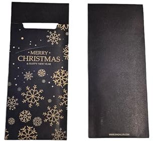 520 Serviettentaschen Bestecktaschen Sacchetto Pochetto Weihnachten 85x200mm schwarz inklusive Tissue Serviette 33x33cm weiß