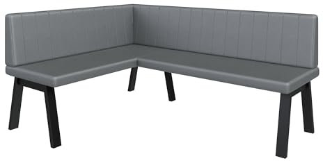 FURNISTAR Eckbank Akiko Metal A - Eckbankgruppe für Ihrem Esszimmer, Küche modern, Sitzecke, Essecke. Perfekt für Küche, Büro und Rezeption. Solide und Starke Verarbeitung. (128x168-Links-Soft29)