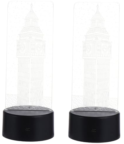 Gadpiparty 2 Sätze 3D-Nachtlicht Babygeschenke für Babys big ben tisch visuelle nachtlicht lampe LED-Nachtlicht 3D-Licht nachtlampe LED-Licht Schlaflampe Fernbedienung aufleuchten Acryl