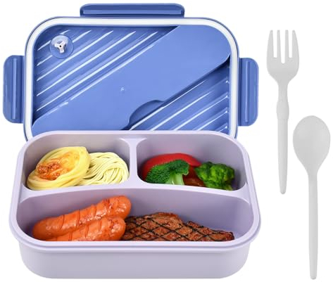 VCRANONR Brotdose Mit Fächern, 1250ML Lunchbox Erwachsene, Mikrowellen Brotzeitbox mit 3 Fächern Kühlschränke Brotdose Lunchbox Küche für kleine Snacks&Reste Brotdosen Spülmaschinenfest Frühstücksbox