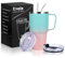 Livole Taza Térmica de Doble Pared Con Pajita y Asa, 30 oz/900 ml, Acero Inoxidable, Aislado, Para Café y Llevar, Azul y Rosa