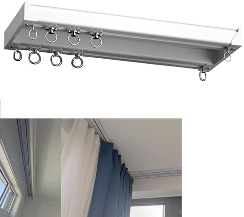 Doppelte Vorhangschiene, Hochleistungs-Vorhangschienen, Duschvorhangschienen-Set, Vorhangschiene, doppelschichtige Schienen aus Aluminiumlegierung, geräuscharme Doppelvorhangstangen aus Aluminiumlegie