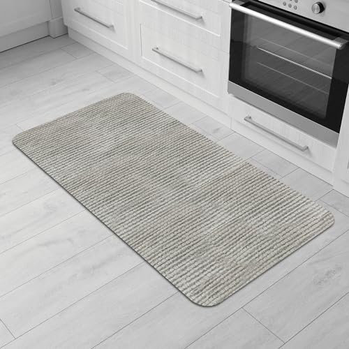 Comart - Küchenteppich Nancy – rutschfest – maschinenwaschbar – moderner Läufer aus Chenille – Läufer für Flur und Küche – weich und langlebig – Made in Italy – Perle – 50 x 100 cm