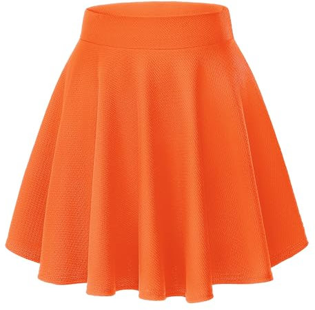 Damen Casual A Linie Hoch Taille Mini Rock Elegante Pull On Elastische Skater Kurz Röcke(XXL, Orange)