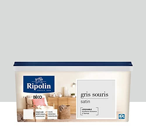 RIPOLIN Peinture acrylique Esprit Déco Satin Gris souris 3 L
