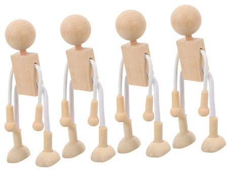 PHENOFICE 12 Stk Pädagogisches Bastelspielzeug Unfertige Kokeshi-puppen Bemalbare Puppen Basteln Puppenfigur Bemalen Roboter Für Kinder Steckpuppenfiguren Unvollendete Peg-puppen Bambus
