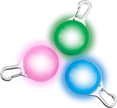 3 Pcs LED Dog Collar Light, Clip on Dog Tag Collars Waterproof LED Puppy Lead Flashing Light 3 Modes Increased Visibility Safety for Families Pet Night Walking Running Camping Climbing