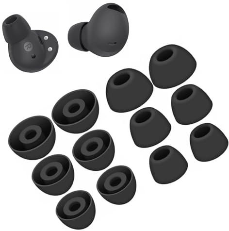 6 Pairs Galaxy Buds 2 Pro Ear Tips, Soft Silicone Washable Ear Tips, Compatible with Samsung Galaxy Buds 2 Pro 2022 SM-R510 Earbuds Tips, Fit in Charging Case 3 Size Replacement Ear Tips Black