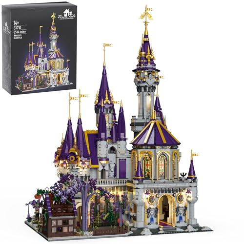 Magisches Schloss Bauset, Magic Schloss Mini Bauklotz Haus Büro Dekor, Architektur Haus Geburtstags Geschenke für Erwachsene Kinder ab 15+ Jungen & Mädchen (8514Teile)