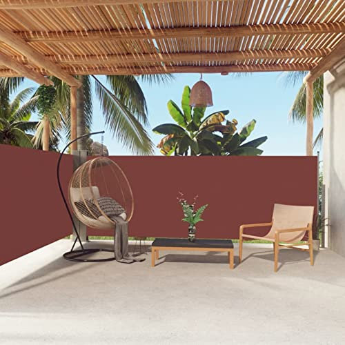 IKAYAA Toldo Lateral Retráctil, Pantalla Enrollable, Protector Solar a Prueba de Viento, Privacidad para Jardin, Balcón, Terraza, Marrón 140 x 600 cm
