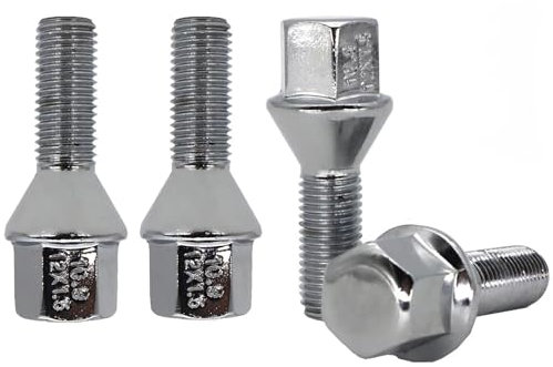 NUOSDEX Compatible avec VW pour Golf 1993 1994 1995 1996 1997 1998 4 Pièces Boulons De Roue en Acier Au Carbone De Voiture M12 × 1,5 28mm Écrou De Roue Accessoires De Voiture Goujons de Boulon Roue