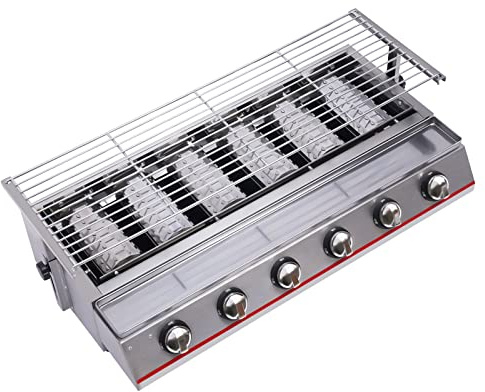 Gasgrill aus Edelstahl mit 6 Brennern – ideal zum Kochen im Freien, Familienfeiern, Grillabende und Restaurants