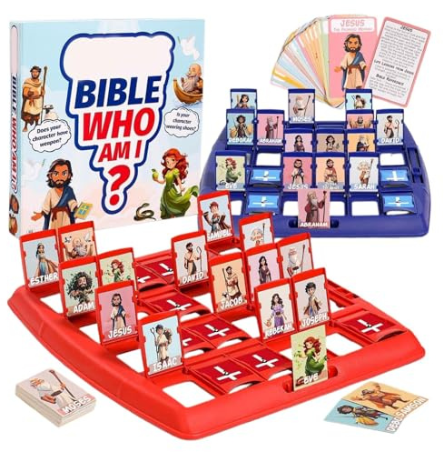 Adivina ¿Quién de la ? - Juego de Mesa Cristiano con 24 Personajes Bíblicos para Noches Familiares - Ideal para Niños, Adultos, Grupos de Iglesia y Viajes