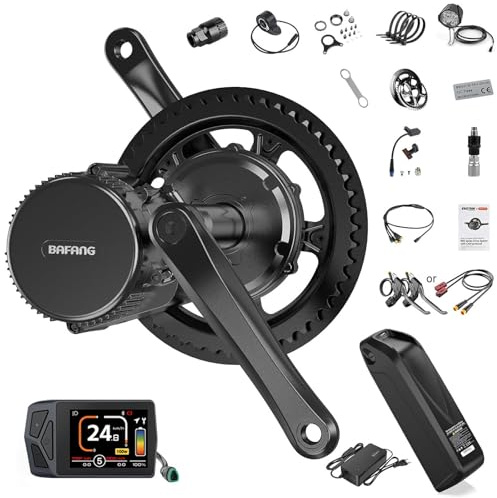 BAFANG Mittelmotor 250W BBS01B CAN Version Elektrofahrrad Umbausatz mit EKD01 Mehrsprachig Display Inklusive Optionale 36V Ebike Batterie, für 68mm Tretlager Mountainbike, Rennrad, Pendlerfahrrad