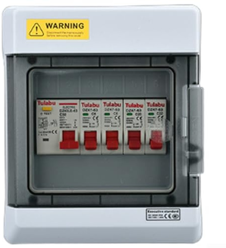 Elektrischer Verteilerkasten mit IP65 Wasserdichtigkeit, mit 4-Wege-Stromanschlüssen und Auslaufschalter zum Schutz in Wohnmobilen, Werkstätten, Garagen und Hilfsgebäuden
