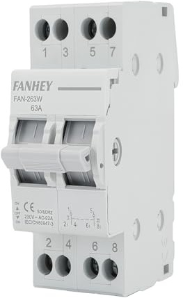 HENYEER Disyuntor de circuito, 2P 125 A, interruptor de transferencia manual (MTS), separador de potencia dual con bloqueo mecánico, interruptor de circuito, protección contra sobrecorriente y (63A)