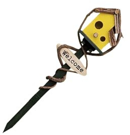 Allayu Vogelhaus Pfähle zum Einfrieren, Akzent für drinnen und draußen, Töpfe, Garten, Blumen, Geschenke, Dekorationsbedarf, rustikale Dekoration für Terrasse und Rasen, Ornamente, Landhaus, hölzernes