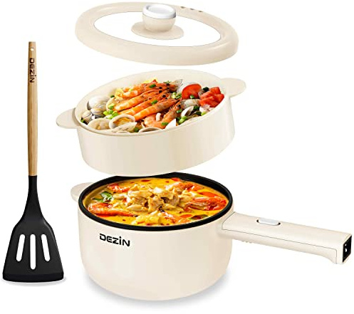 Dezin 2L Mini Electric Pot, Non-Stick Noodle Cooker for Soup & Pasta | 220V, Portable, Multi-Purpose for Egg, Steak, Oatmeal, Fried Rice & More, Easy to Clean, Ideal for Dorm & Home Daily Cooking