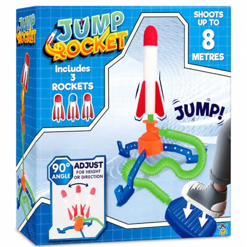 Henbrandt Jump Rocket Launcher For Kids, 3 Foam Rockets, Foot Stomp Toy | Garden Games, Rocket Launcher, Stomp to Launch, Garden Toys for Boys and Girls, No Batteries Required, Ages 3 and Up