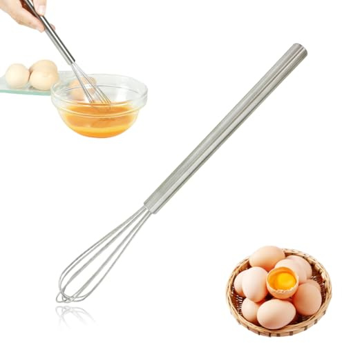 LONZIKP Mini Batidor Manual de Acero Inoxidable, 1 Pieza, Varillas para Cocina y Tazas: Espuma Leche, Bate Huevos, Mezcla Salsas
