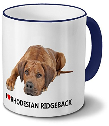 printplanet Hundetasse Rhodesian Ridgeback - Tasse mit Hundebild Rhodesian Ridgeback - Becher Blau