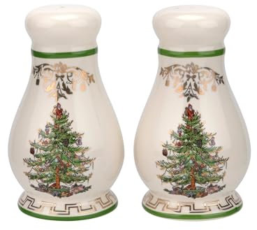 Spode Christmas Tree Gold Salt and Pepper Shaker Set (2-Piece)- Holiday Kitchen & Table Décor - Festive Home Accent, Christmas Gift/Stocking Stuffer for Collectors & Holiday Enthusiasts