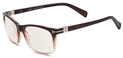 Eyekepper Fashion Reading Glasses with UV Protection,Anti-Reflective Readers for Computer,Yellow Tinted Lenses (Brown, 0.75)