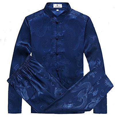 G-LIKE Chinese Clothing Tang Suit Kung Fu Shirt Suit - Traditional China Costume Tangzhuang Kung Fu Long Sleeve Jacket Suits Shirt Outfit Uniform With Dragon Pattern