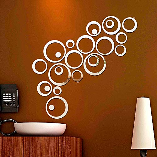 24 Stück Spiegel Mosaik Wandtattoo Kreise,DIY Abnehmbare 3D Rund Spiegel Aufkleber Wandaufkleber Wandsticker Wandtatoo Wanddeko Wandkunst Selbstklebend Kleben für Schlafzimmer,Wohnzimmer,Haus Deko