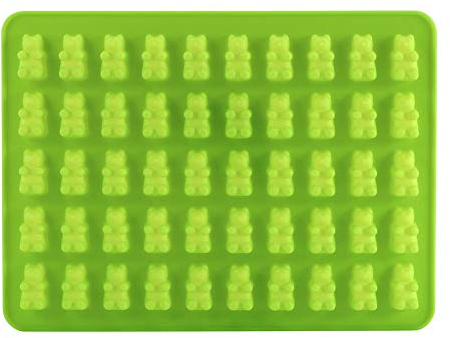 MAGT Moules en forme d'ours en gélatine, 50 cavités en forme d'ours en gélatine, moule fantaisie en silicone pour chocolat, bonbons, glaçons, taille XL (bleu ciel)