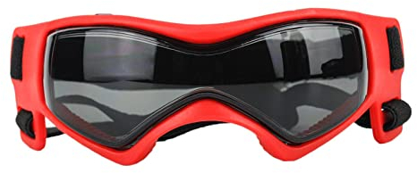 Hundebrille Small Medium Breed mit verstellbarem Riemen Sonnenbrille Party Kostüm Skibrille Winddicht Staubschutz - ROT
