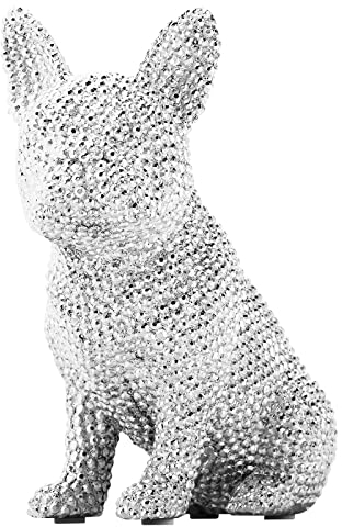 Französische Bulldogge Figur,Glänzende Galvanisierte Hundestatue,French Bulldog Statue,Modern Figuren Deko für Flur Wohnzimmer,Wohnung & Büro,Frenchie Home Büro Dekoration Geschenk für Hundeliebhaber