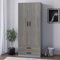 URBNLIVING Tall 2 Door Bedroom Wardrobe With 2 Drawers (Grey Carcass + Ash Grey Drawers)