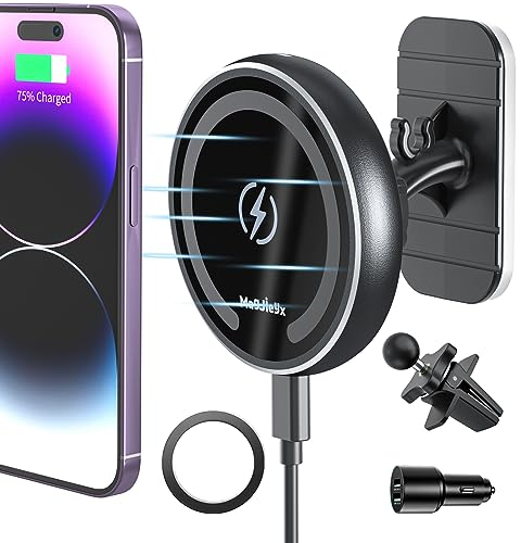 MAGJIEYX for Magsafe Car Mount, 15W Magnetic Wireless Car Charger Phone Holder with Fast Charging Auto Alignment for iPhone 16 15 14 13 12 MagSafe Case Work for Air Vent Dashboard Auto Accessories