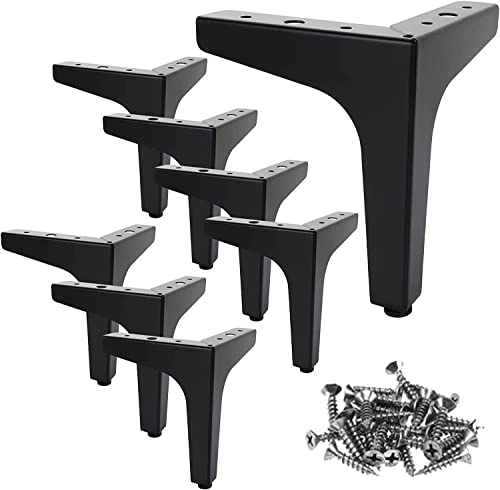 GOYADA Lot de 8 Pieds de Canapé Metal Noir 13 cm, Pieds de Canapé Charge Jusqu'à 600 KG, Pied de Meuble Noir avec 40 Vis, Pied de Table Basse Metal pour Canapé, Meuble TV, Placard