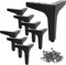 GOYADA Lot de 8 Pieds de Canapé Metal Noir 13 cm, Pieds de Canapé Charge Jusqu'à 600 KG, Pied de Meuble Noir avec 40 Vis, Pied de Table Basse Metal pour Canapé, Meuble TV, Placard