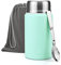 wiksite Thermobehälter für Essen, 750 ml, vakuumisolierte Lebensmittel-Thermosflasche, Edelstahl, doppelwandig, vakuumisoliert, auslaufsichere Suppenflasche mit faltbarem Löffel und Tasche, Blau