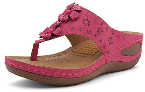 Herstyle H-Nadia - Sandalias de verano con puntera abierta, plantilla acolchada y plataforma, Fucsia, 37 EU