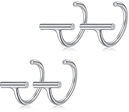 Huggie Hoop Earring 925 Sterling Silver Bar Huggy Earrings for Women Minimalist Ear Huggie Set Little Half Hoop Earrings 2 Pairs Bar Open Hug Hoop Earring