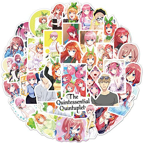 50 Stück The Quintessential Quintuplets Anime Aufkleber für Laptop, Stoßstange, Skateboard, Wasserflaschen, Computer, Telefon, Anime Aufkleber Pack für Kinder/Jugendliche