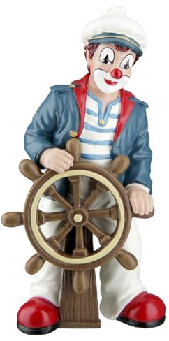 GILDE Gildeclown Deko Figur Clown Kapitän Seemann - Maritime Dekoration aus Kunstharz - Geschenk für Sammler - Mehrfarbig Höhe 15,5 cm
