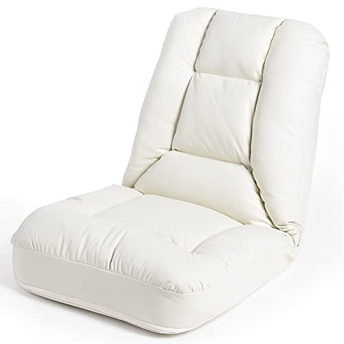 XLIHAWY Bodenstuhl, Chaise Lounge Sofa Mit Rückenlehne, Klappbare Liege Mit 5 Verstellbaren Positionen Für Büro Wohnbereich Balkon, Abnehmbar Waschbar (Farbe : Weiß, Größe : 56x59x58cm)