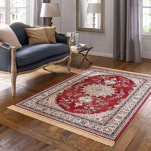 Taracarpet Teppich Palazzo Royal Ghoum rot 195x300 cm Kurzflor Orientteppich für Wohnzimmer Esszimmer und Schlafzimmer